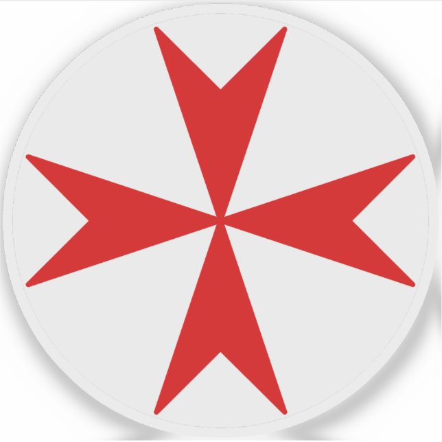 Sticker Cross Of Malta v2 (red on white) (Devant)