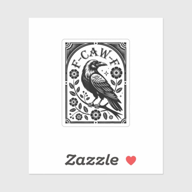 Sticker Crow, F-Caw-F Funny Bird Aesthetic Graphic (Feuille)