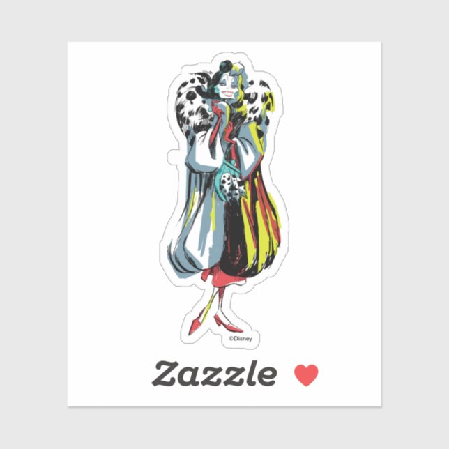 Sticker Cruella De Vil | Dans ses fourrures (Feuille)