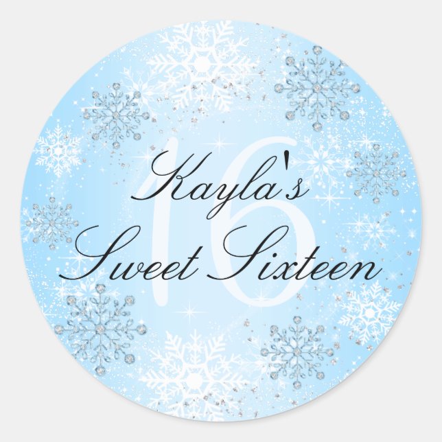 Sticker Crystal Snow Winter Wonderland Sweet 16 (Devant)