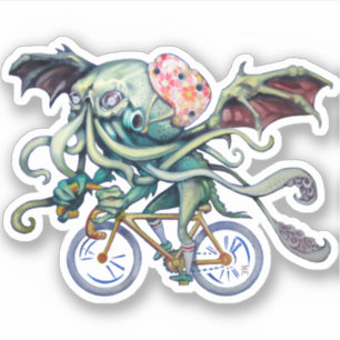 Sticker Cthulhu À Vélo