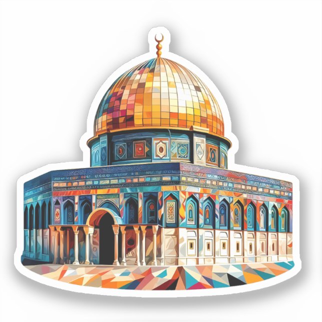 Sticker Cubisme Abstrait Aqsa Palestine (Recto)