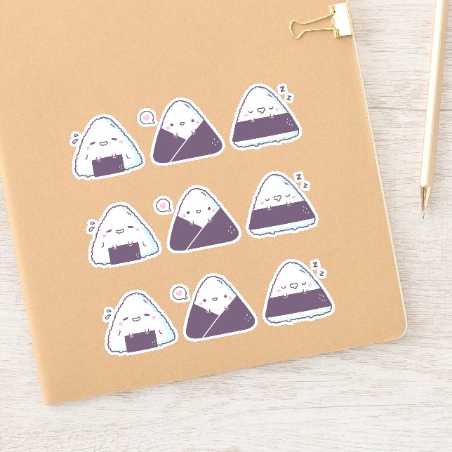 Sticker Cuisine japonaise Onigiri Rice Balls Drôle (Carnet)