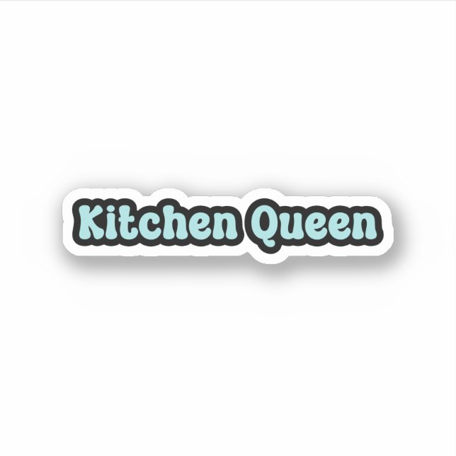 Sticker Cuisine Queen Blue Retro Texte (Devant)