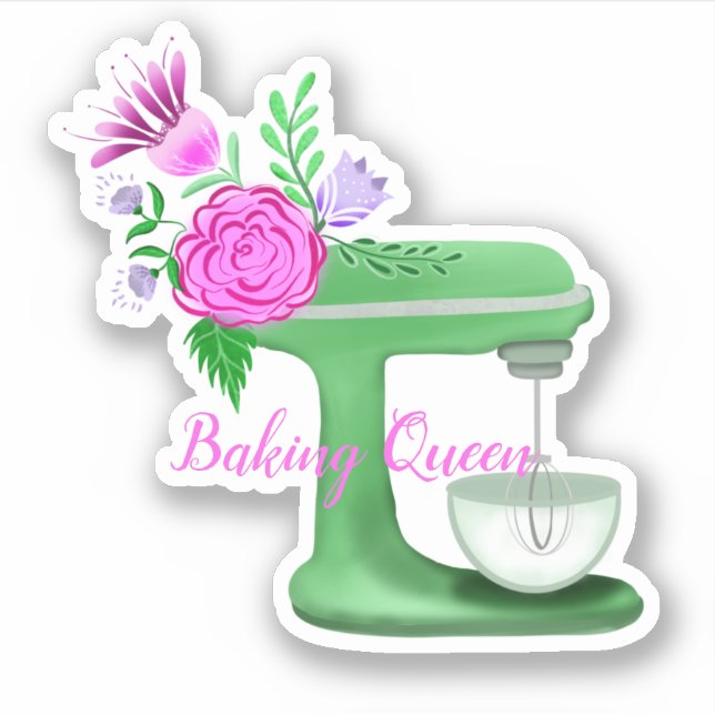Sticker Cuisson Queen avec mélange floral (Devant)