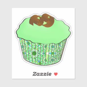 Sticker Cupcake au chocolat congelé à la menthe, Arrière -