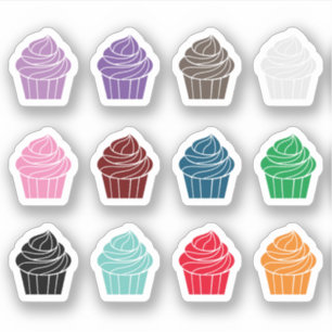 Sticker Cupcake Couleur personnalisée gâteaux
