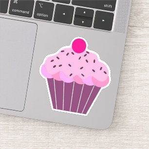 Sticker Cupcake rose et violet