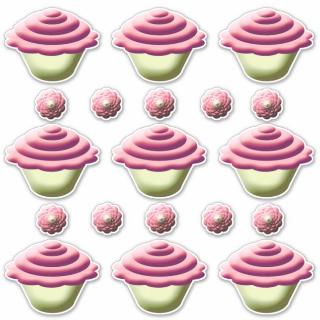 Sticker Cupcakes rose Anniversaire (Devant)