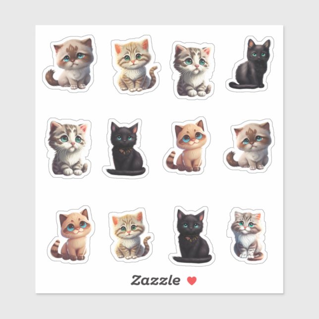 Sticker Cupide Kitties (Feuille)