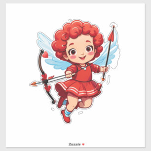 Sticker Cupidon mignon avec arc et flèche