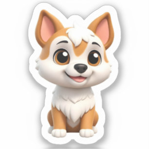 Sticker Curieux Chiot Shiba