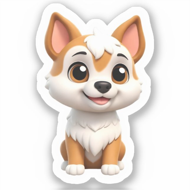 Sticker Curieux Chiot Shiba (Recto)