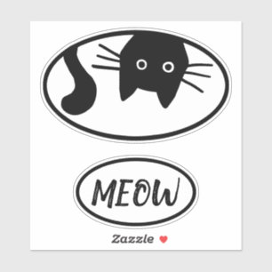 Sticker Curieux jeu d'autocollants en vinyle ovale de chat