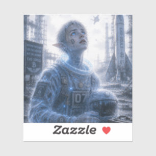 Sticker Curiosité / Astronaute / Rampe de lancement dans l