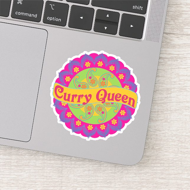 Sticker Curry Queen Motif indien, épicé, Chef (Détail)