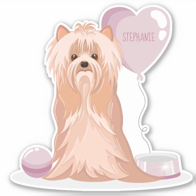 Sticker Curte Yorkshire Terrier Anniversaire (Devant)