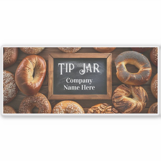 Sticker Custom Bagel Cafe Business Tip Jar (Devant)
