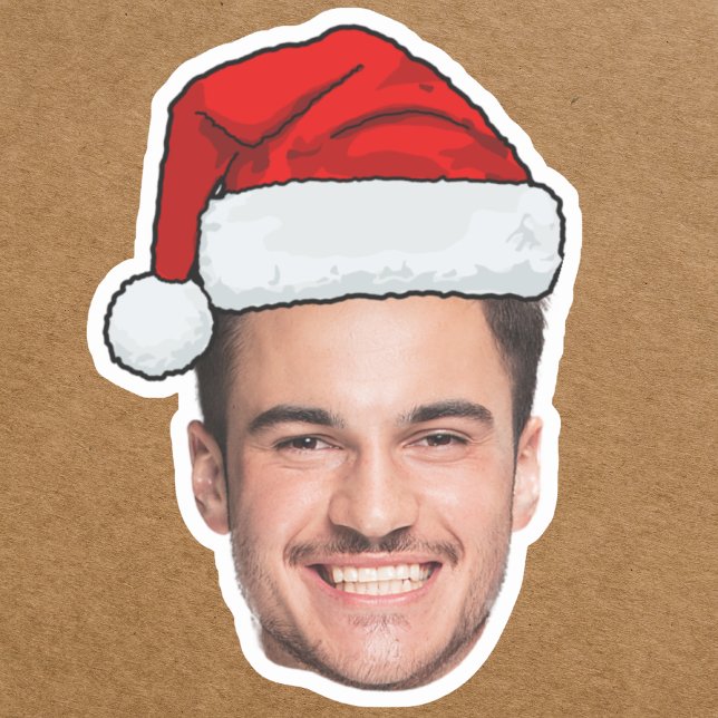 Sticker Custom Face Photo Santa Hat Christmas (Créateur téléchargé)
