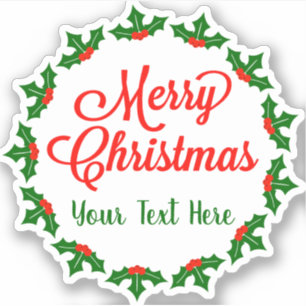 Sticker Custom Joyeux Noël Holly Berry Kiss-Cut