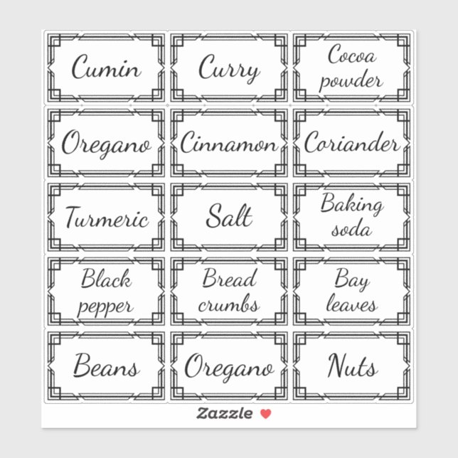 Sticker Custom Minimal Kitchen Spices Storage Labels (Feuille)