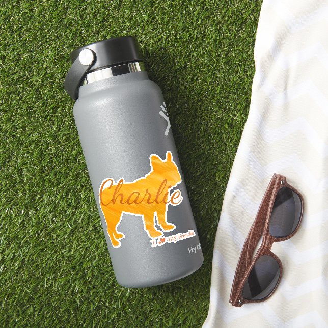 Sticker Customizable French Bulldog Pastel Orange Frenchie (HydroFlask Insitu)
