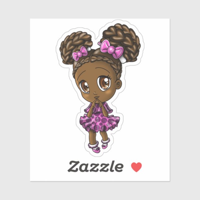 Sticker Cute Africaine Américaine (Feuille)