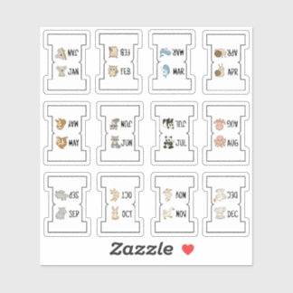 Sticker Cute Animal Monthly Index Tab Page Divider Folding