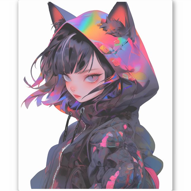Sticker Cute Anime Catgirl (Devant)