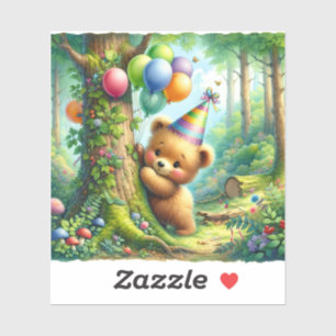 Sticker Cute Aquarelle Cartoon Bébé Ours Bébé Anniversaire