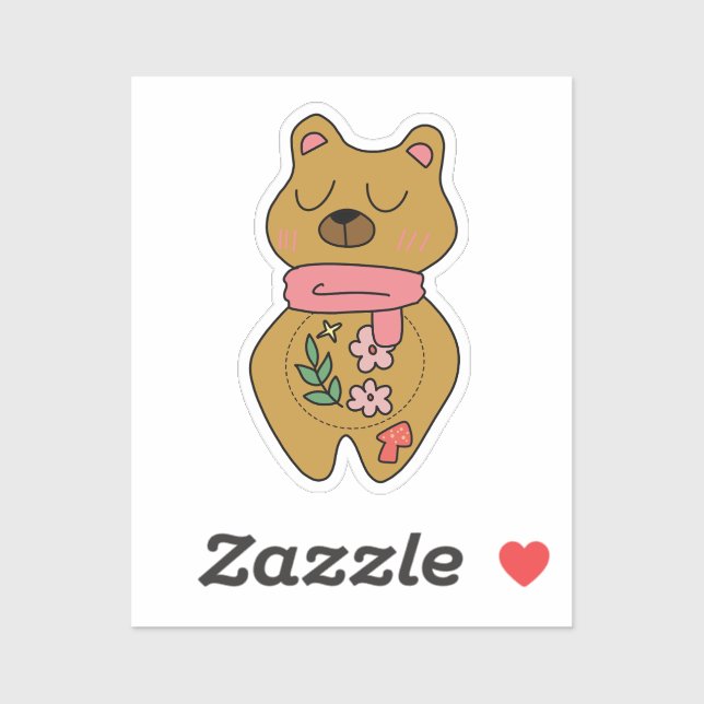 Sticker Cute Arrogant Brown Bear For Laptop and Planner (Feuille)