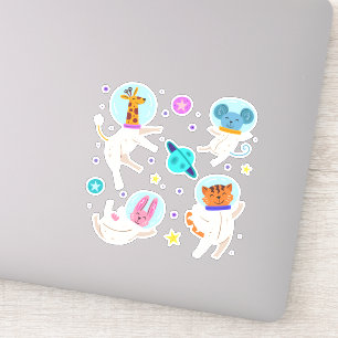 Sticker Cute astronaute Animaux flottant dans l'espace