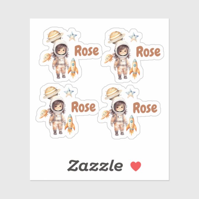 Sticker Cute astronaute Space Adventure personnalisée (Feuille)
