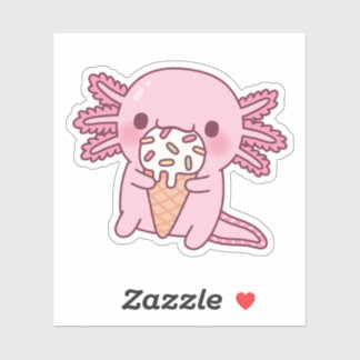 Sticker Cute Axolotl Manger Crème De Glace Avec Saupoudrag
