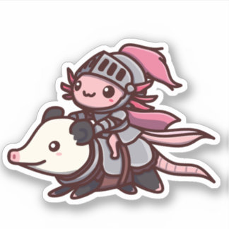 Sticker Cute Axolotl & Opossum Chevalier