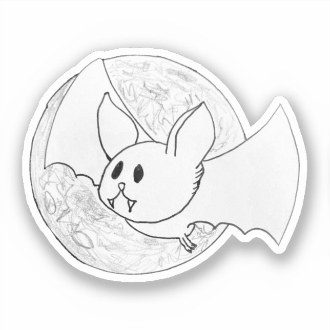 Sticker Cute Bat and Full Moon Halloween (Recto)