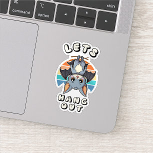 Sticker Cute Bat Hanging et Retro Sunset   Allons-y