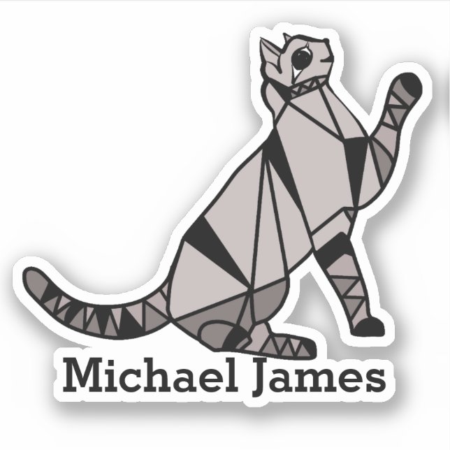Sticker Cute Black Cat Modern Animal Ajouter Nom (Devant)