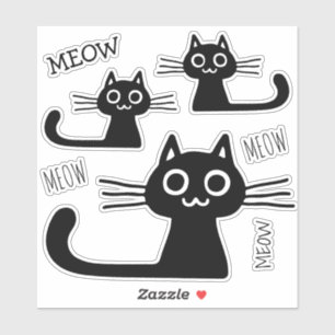 Sticker Cute Black Kitty Cats Meow Meow Vinyl Sticking Set