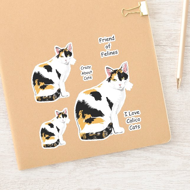 Sticker Cute Calico Cat (Carnet)