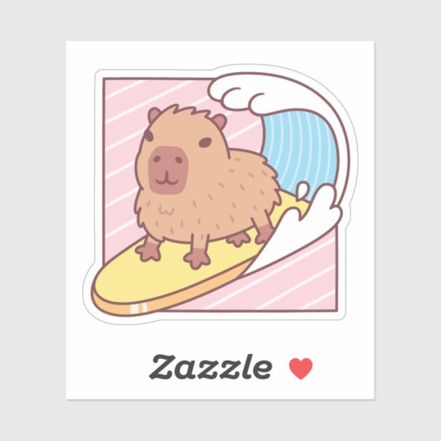 Sticker Cute Capybara Surf Sur Surf (Feuille)