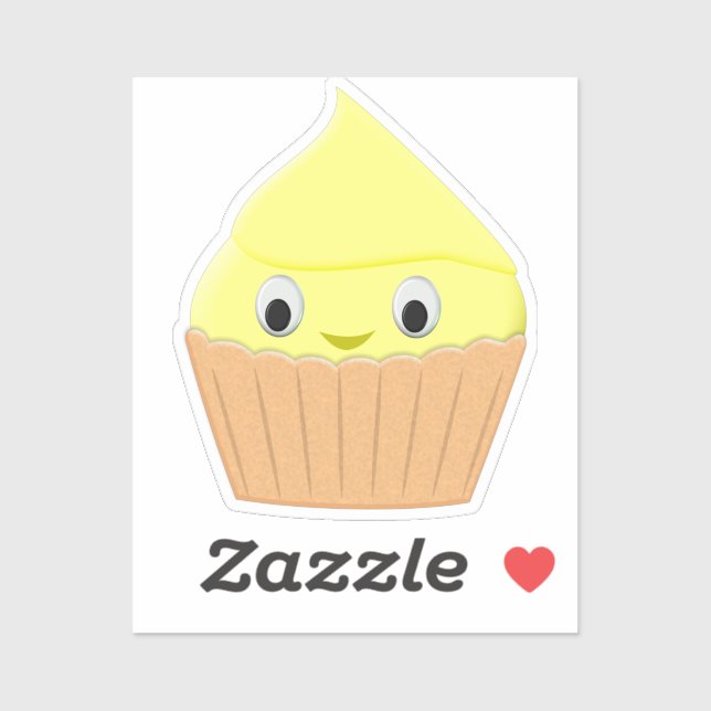 Sticker Cute Cartoon Citron Cupcake (Feuille)