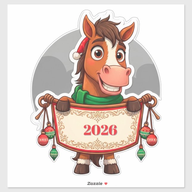 Sticker Cute Cartoon Pony With Festive Banner (Feuille)