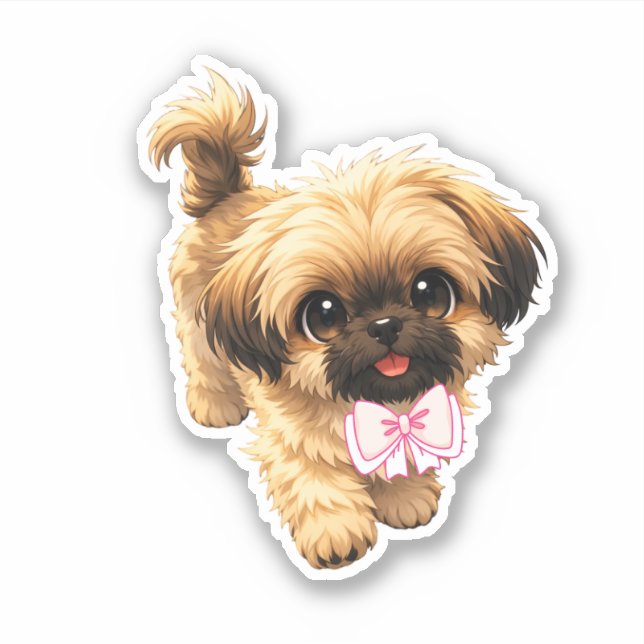 Sticker Cute Cartoon Shih Tzu Nala Pink Bow Puppy Dog (Devant)