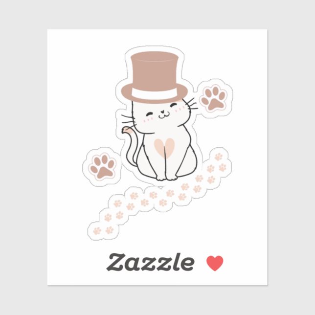 STICKER CUTE CAT CAT LOVERS HAT, FLOWER CAT  (Feuille)