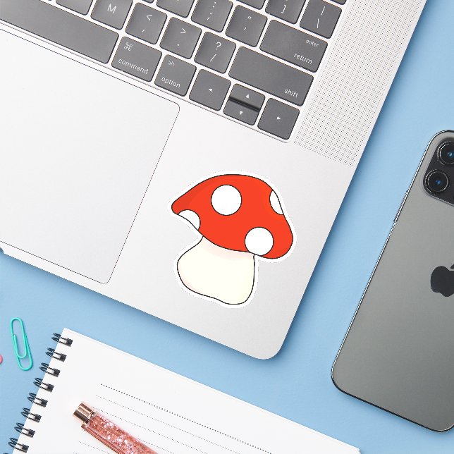 Sticker Cute champignons rouges rétro (Ordinateur portable avec iPhone)