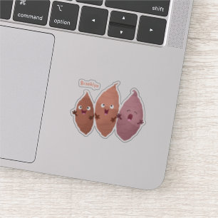 Sticker Cute chantant des patates douces caricaturales lég