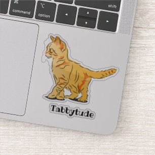 Sticker Cute chaton à onglets orange avec texte personnali