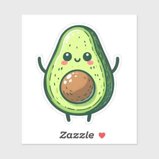 Sticker Cute Chibi Avocado (Feuille)
