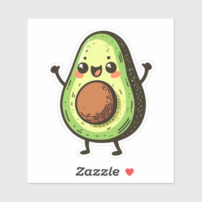 Sticker Cute Chibi Avocado (Feuille)